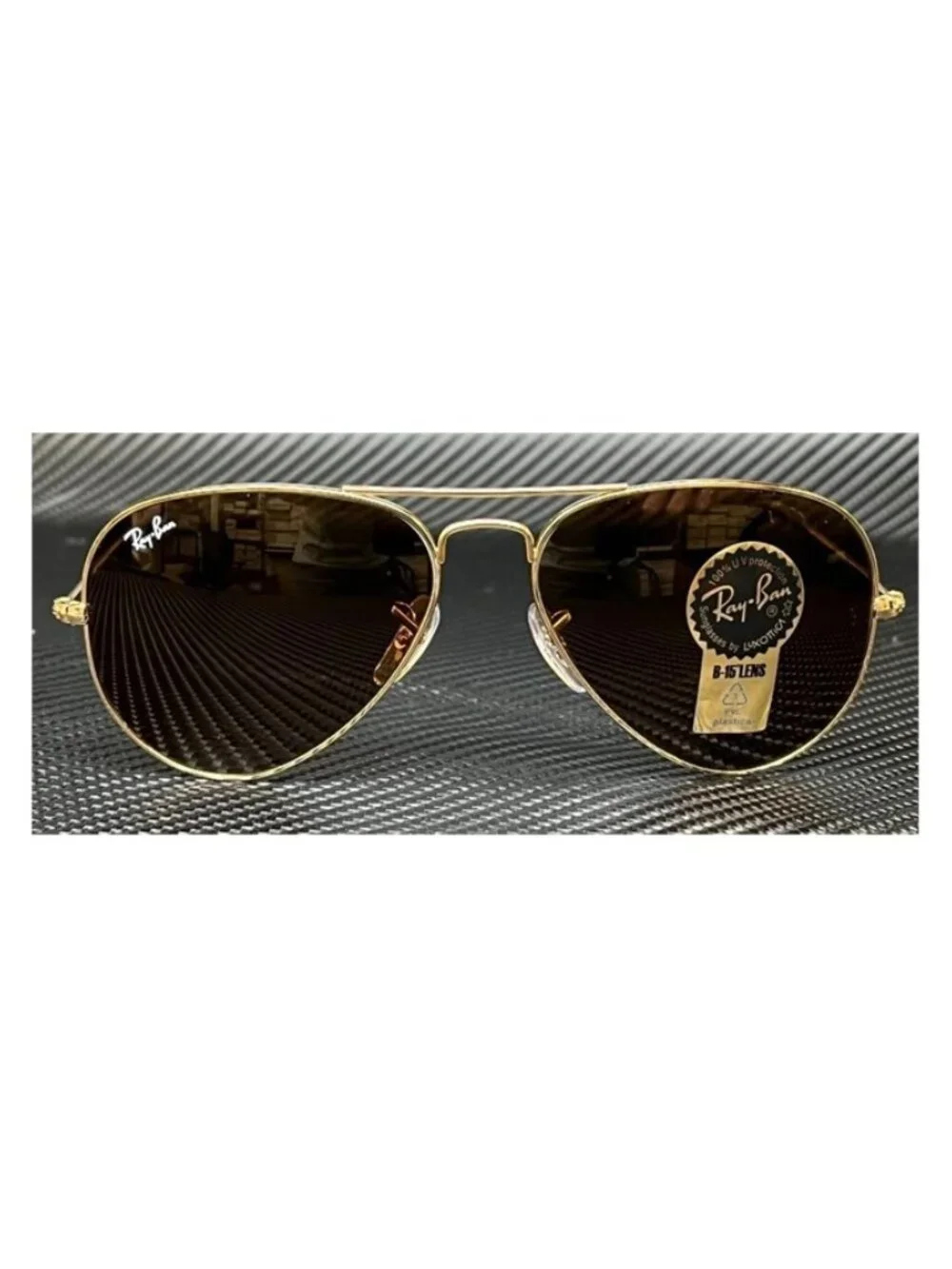 New Ray-Ban Men  Gold Sunglasses  58- 14- 135